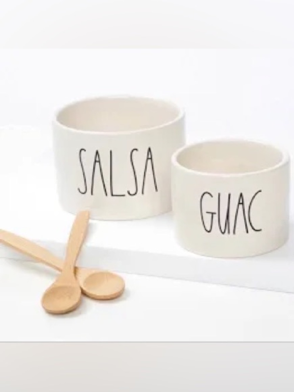 NEW Rae Dunn White Ceramic Salsa & Guac Dip Bowls - Set of 2